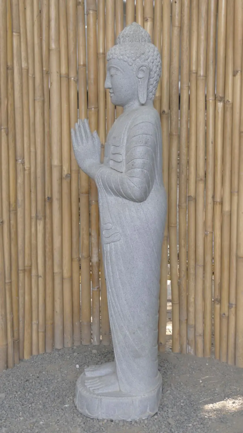  Product image 5 of the product “Standing Buddha made of Riverstone, position Namaskara , H. 150cm. ”